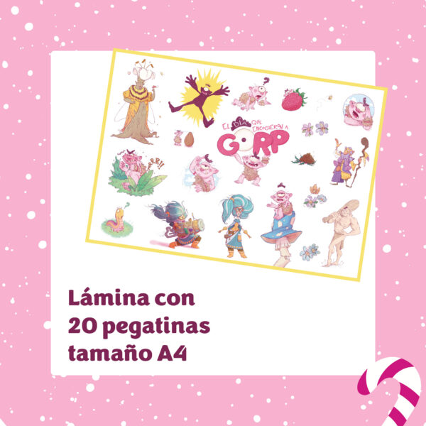 Lámina con 20 pegatinas de El día que encogieron a Gorp